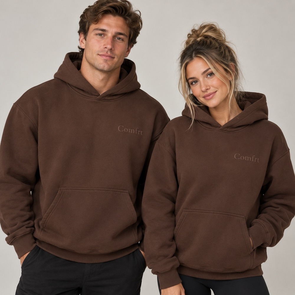 Comfrt Signature Hoodie Brown Unisex XS Oversized